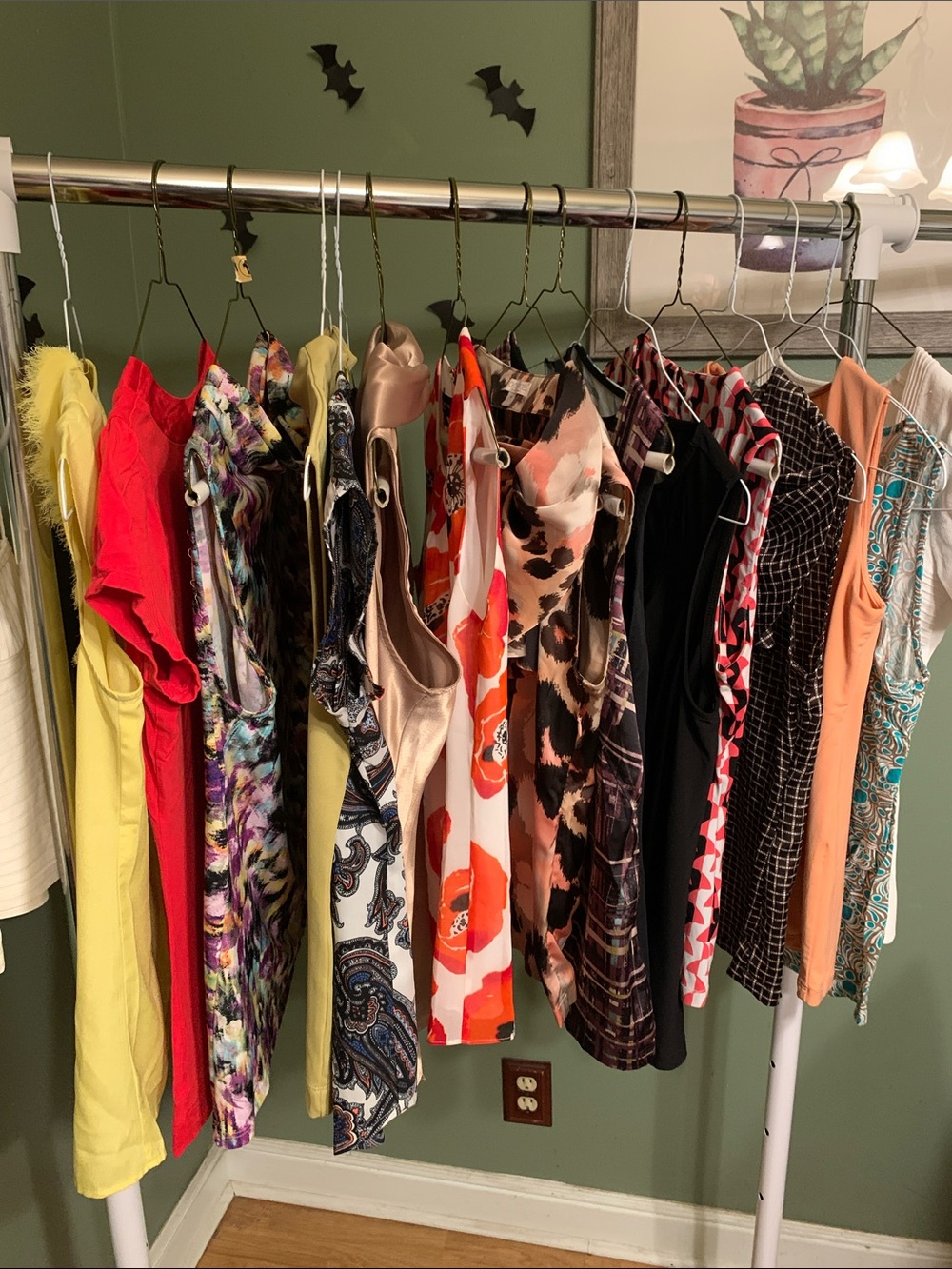 Kasper Mixed Floral & Solid Midi Dress Rack - Yellow, Red, Orange, Black, Cream
